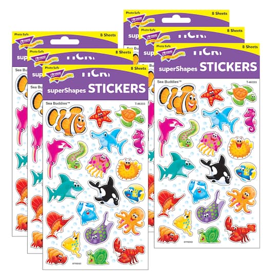 Trend Enterprises® Sea Buddies™ superShapes Large Stickers, 6 Packs of 160ct.